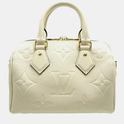 Pre-owned Louis Vuitton Speedy Bandouliere 20 Women's Handbag Monogram Empreinte Cream In White