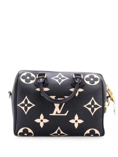 Pre-owned Louis Vuitton Speedy Bandouliere Bag Bicolor Monogram Empreinte Giant 25 Handbag In Black