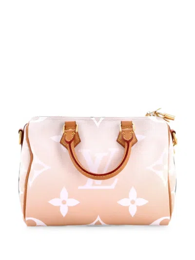 Pre-owned Louis Vuitton Speedy Bandouliere Bag By The Pool Monogram Giant 25 Satchel In Neutral