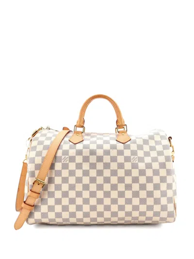 Pre-owned Louis Vuitton Speedy Bandouliere Bag Damier 35 Satchel In White