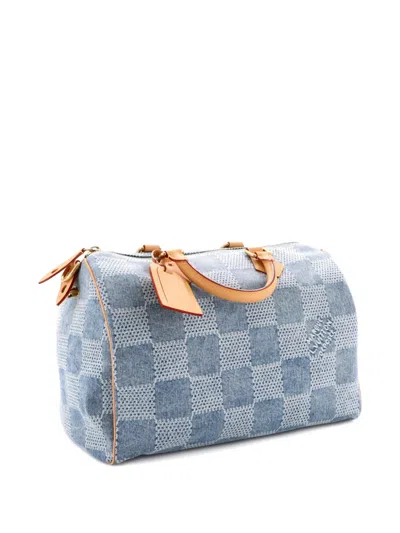 Pre-owned Louis Vuitton Speedy Bandouliere Bag Damier 3d Denim 40 Shoulder Bag In Blue