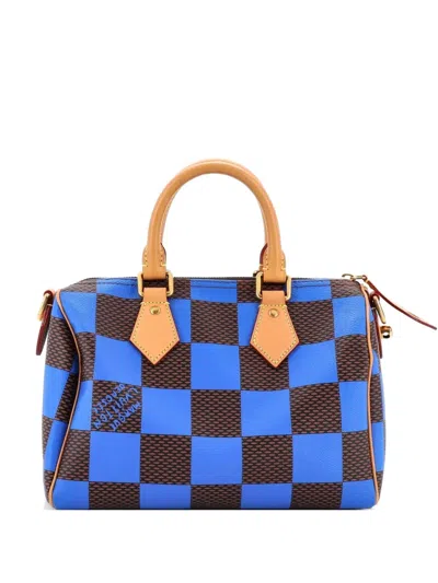 Pre-owned Louis Vuitton Speedy Bandouliere Bag Damier Pop 25 Satchel In Blue