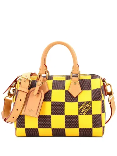 Pre-owned Louis Vuitton Speedy Bandouliere Bag Damier Pop 25 Satchel In Yellow