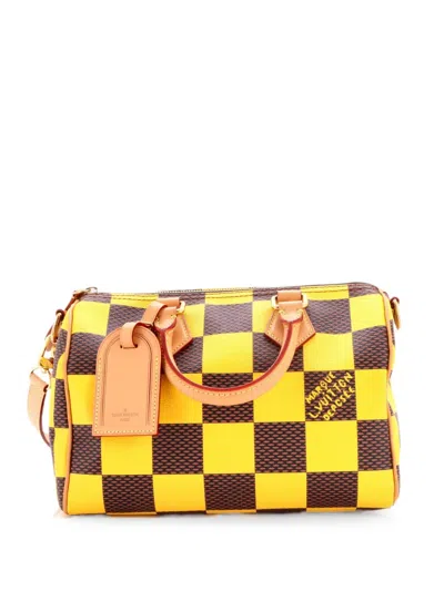 Pre-owned Louis Vuitton Speedy Bandouliere Bag Damier Pop 25 Satchel In Yellow