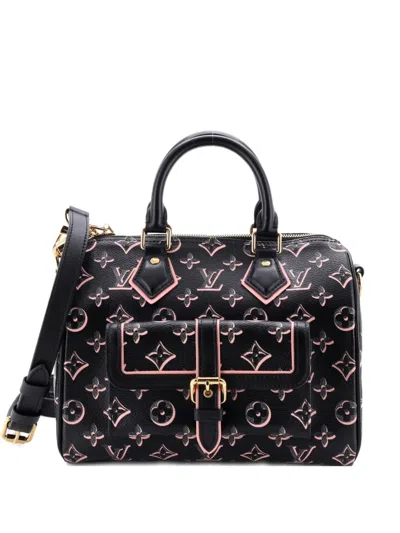 Pre-owned Louis Vuitton Speedy Bandouliere Bag Fall For You Monogram Canvas 25 Satchel In Black