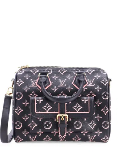 Pre-owned Louis Vuitton Speedy Bandouliere Bag Fall For You Monogram Canvas 25 Satchel In Black