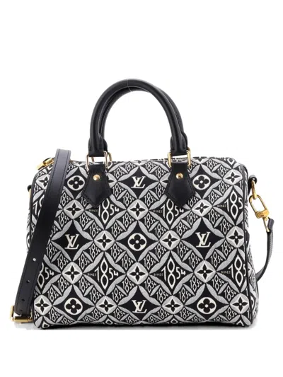 Pre-owned Louis Vuitton Speedy Bandouliere Bag Limited Edition Since 1854 Monogram Jacquard 25 Satchel In Black