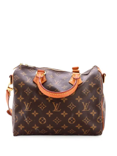 Pre-owned Louis Vuitton Speedy Bandouliere Bag Monogram Canvas 25 Satchel In Brown
