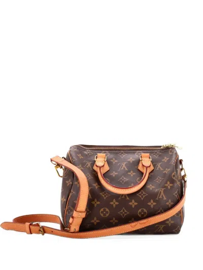 Pre-owned Louis Vuitton Speedy Bandouliere Bag Monogram Canvas 25 Satchel In Brown