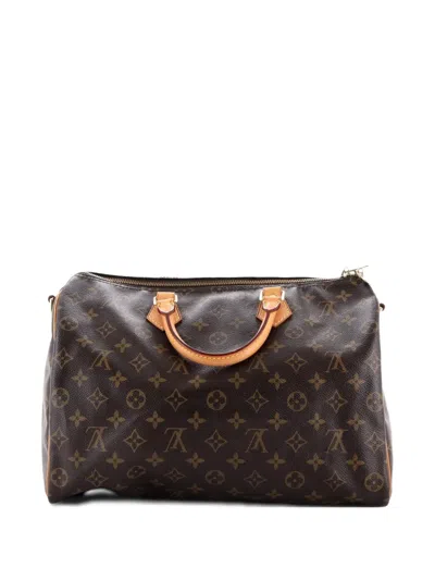 Pre-owned Louis Vuitton Speedy Bandouliere Bag Monogram Canvas 35 Satchel In Brown