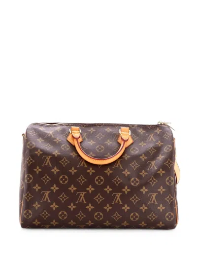 Pre-owned Louis Vuitton Speedy Bandouliere Bag Monogram Canvas 35 Satchel In Brown