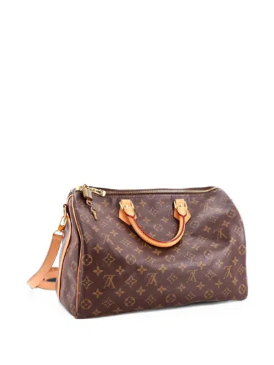 Pre-owned Louis Vuitton Speedy Bandouliere Bag Monogram Canvas 35 Satchel In Brown