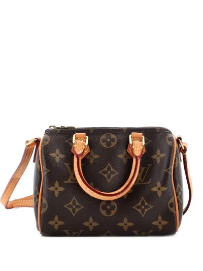 Pre-owned Louis Vuitton Speedy Bandouliere Bag Monogram Canvas Nano Crossbody Bag In Brown