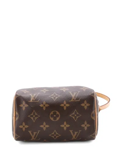 Pre-owned Louis Vuitton Speedy Bandouliere Bag Monogram Canvas Nano Crossbody Bag In Brown