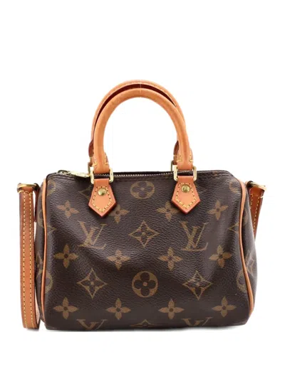 Pre-owned Louis Vuitton Speedy Bandouliere Bag Monogram Canvas Nano Crossbody Bag In Brown