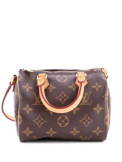 Pre-owned Louis Vuitton Speedy Bandouliere Bag Monogram Canvas Nano Crossbody Bag In Brown