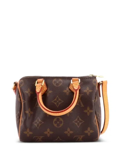 Pre-owned Louis Vuitton Speedy Bandouliere Bag Monogram Canvas Nano Crossbody Bag In Brown