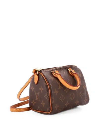 Pre-owned Louis Vuitton Speedy Bandouliere Bag Monogram Canvas Nano Crossbody Bag In Brown