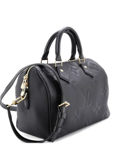Pre-owned Louis Vuitton Speedy Bandouliere Bag Monogram Empreinte Giant 25 Satchel In Black