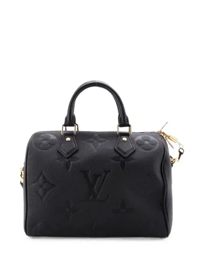 Pre-owned Louis Vuitton Speedy Bandouliere Bag Monogram Empreinte Giant 25 Satchel In Black