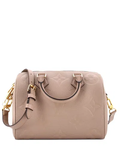 Pre-owned Louis Vuitton Speedy Bandouliere Bag Monogram Empreinte Giant 25 Satchel In Neutral