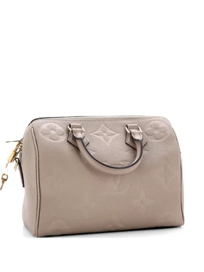 Pre-owned Louis Vuitton Speedy Bandouliere Bag Monogram Empreinte Giant 25 Satchel In Neutral