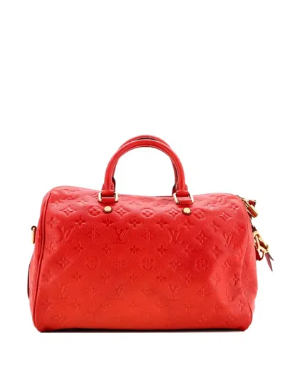 Pre-owned Louis Vuitton Speedy Bandouliere Bag Monogram Empreinte Leather 30 Satchel In Red