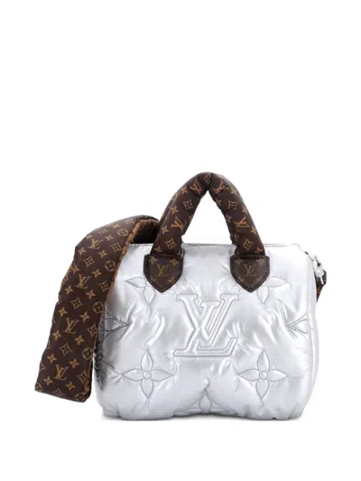 Pre-owned Louis Vuitton Speedy Bandouliere Bag Monogram Quilted Econyl Nylon 25 Shoulder Bag In Silver