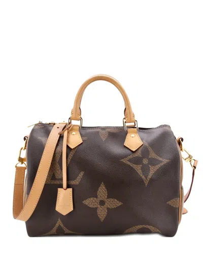 Pre-owned Louis Vuitton Speedy Bandouliere Bag Reverse Monogram Giant 30 Satchel In Brown