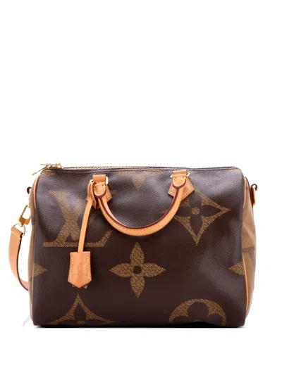 Pre-owned Louis Vuitton Speedy Bandouliere Bag Reverse Monogram Giant 30 Satchel In Brown