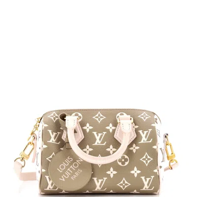 Pre-owned Louis Vuitton Speedy Bandouliere Bag Spring In The City Monogram Empreinte Leather 20 In Green