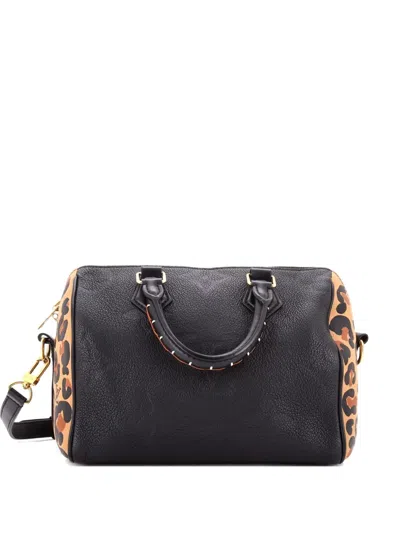 Pre-owned Louis Vuitton Speedy Bandouliere Bag Wild At Heart Monogram Empreinte Giant 25 Satchel In Black