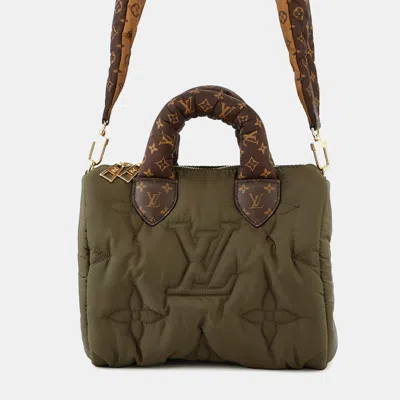 Pre-owned Louis Vuitton Speedy Bandouliere Khaki Recycled Nylon Monogram Size 25 In Brown
