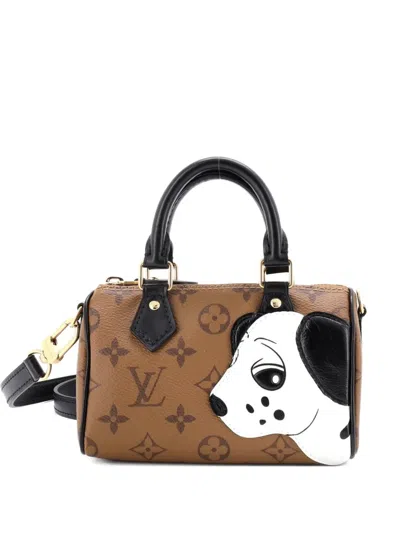 Pre-owned Louis Vuitton Speedy Bandouliere Nm Bag Limited Edition Sun Yitian Reverse Monogram Canvas Nano Satchel In Brown