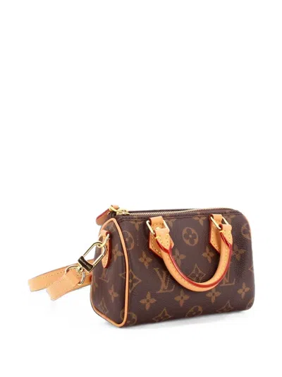 Pre-owned Louis Vuitton Speedy Bandouliere Nm Bag Monogram Canvas Nano Crossbody Bag In 褐色