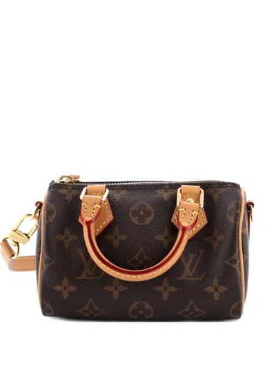 Pre-owned Louis Vuitton Speedy Bandouliere Nm Bag Monogram Canvas Nano Crossbody Bag In Brown