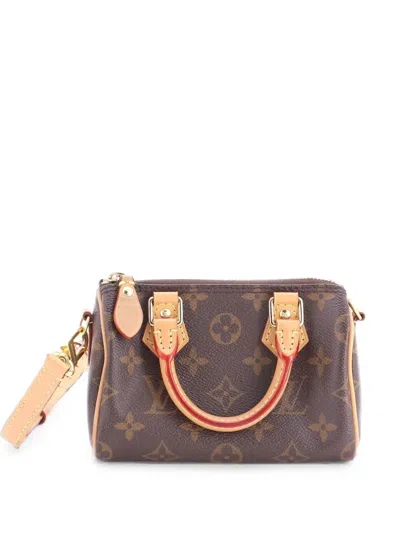 Pre-owned Louis Vuitton Speedy Bandouliere Nm Bag Monogram Canvas Nano Crossbody Bag In Brown