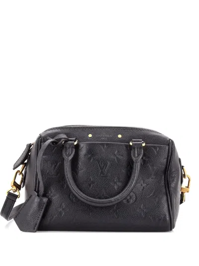 Pre-owned Louis Vuitton Speedy Bandouliere Nm Bag Monogram Empreinte Leather 20 Satchel In Black