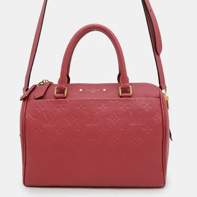 Pre-owned Louis Vuitton Speedy Bandoulière Rose Pruyere Empreinte Leather Bag In Red