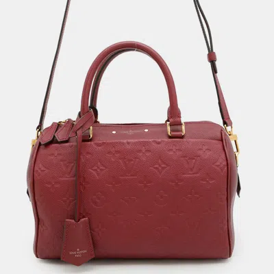 Pre-owned Louis Vuitton Speedy Bandouliere Scarlet Monogram Empreinte Leather Size 25 In Red