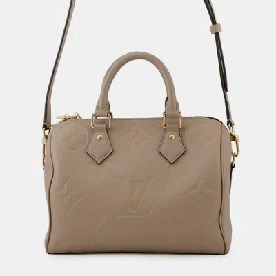 Pre-owned Louis Vuitton Speedy Bandouliere Tourterelle Monogram Empreinte Leather Size 25 In Brown