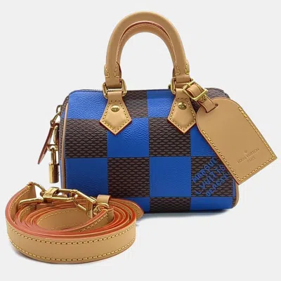 Pre-owned Louis Vuitton Speedy Bandulie Damier Pop Bag In Blue