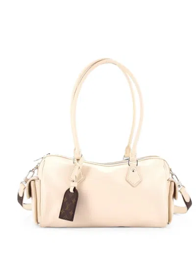 Pre-owned Louis Vuitton Speedy Cargo Vibe Bag Leather With Monogram Canvas Shoulder Bag In Neutral