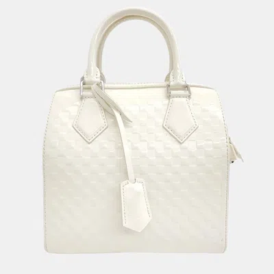 Pre-owned Louis Vuitton Speedy Cube Pm Handbag In White