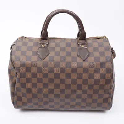 Pre-owned Louis Vuitton Speedy Damier Ebene Coated Canvas In Gold