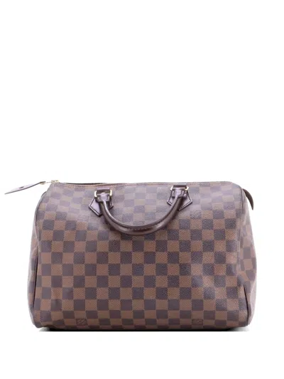 Pre-owned Louis Vuitton Speedy Handbag Damier 30 Satchel In Brown