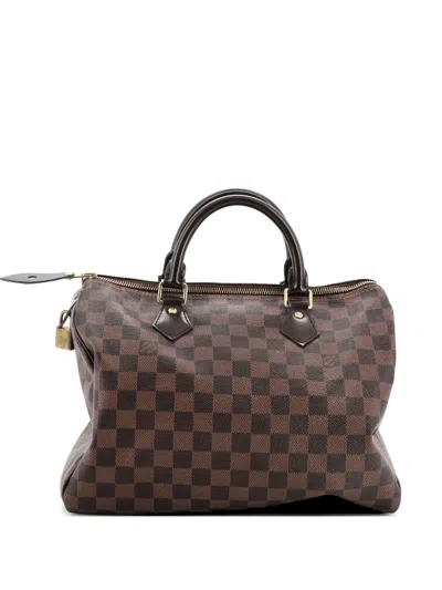 Pre-owned Louis Vuitton Speedy Handbag Damier 30 Satchel In Brown