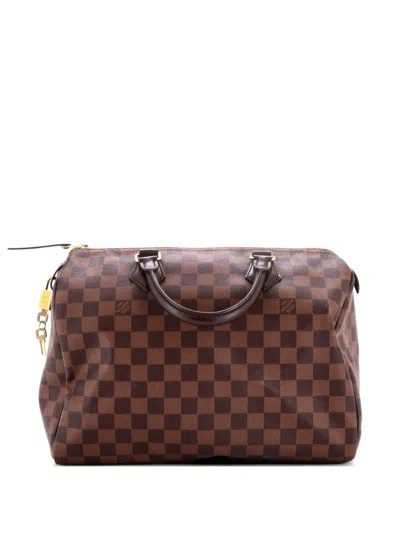 Pre-owned Louis Vuitton Speedy Handbag Damier 30 Satchel In Brown