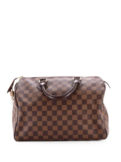 Pre-owned Louis Vuitton Speedy Handbag Damier 30 Satchel In Brown