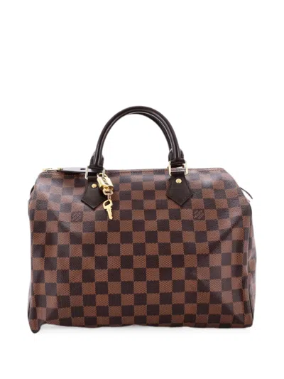 Pre-owned Louis Vuitton Speedy Handbag Damier 30 Satchel In Brown